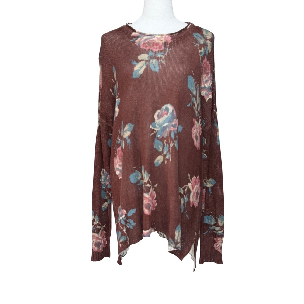 Show Me Your Mumu Women Bonfire Tunic L Chocolate Floral Oversized MF8-1550